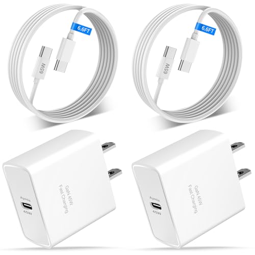 45W USB C Fast Charger GaN Adapter for Google Pixel 10 Pro/9 Pro XL/8 Pro/8/8a/7 Pro/7a/7/6/5/4, 2 Pack Aymla 45 Watt PD Type C Wall Plug Charging Rapidly Android Phone Block with 6.6 FT C to C Cable