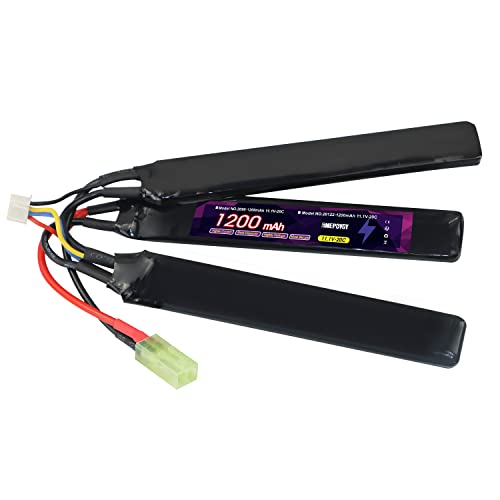 EMEPOVGY RC 3S Lipo Battery Airsoft 11.1V 20C 1200mAh Pack de Batterie en Lithium-Polymère Rechargeable avec Mini Tamiya pour Pistolet à Air - Triple Stick 20122