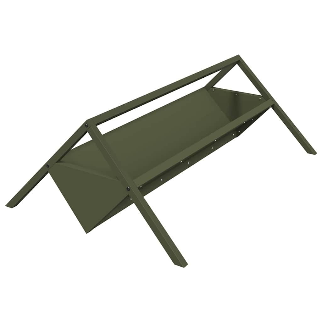 Mangiatoia per animali da fattoria in verde oliva in acciaio laminato a freddo 111 x 76 x 38 cm, resistente alle intemperie con capacità di 10 kg per bovini, pecore, capre, adatto per interni