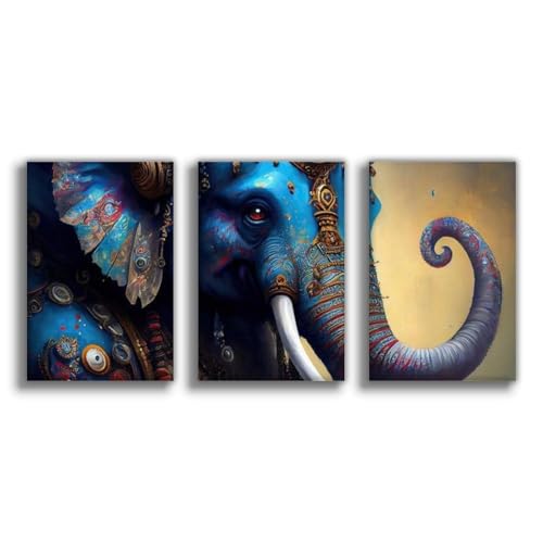 Poster Ganesha Hindou cadeau spirituel sur toile de 50 x 75 cm