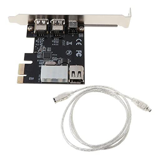 ezqnirk 1Set 80cm PCI-e IEEE 1394A 4 Port(3+1) Firewire Card Adapter with 6 Pin to 4 Pin IEEE 1394 Cable Suitable for Desktop PC