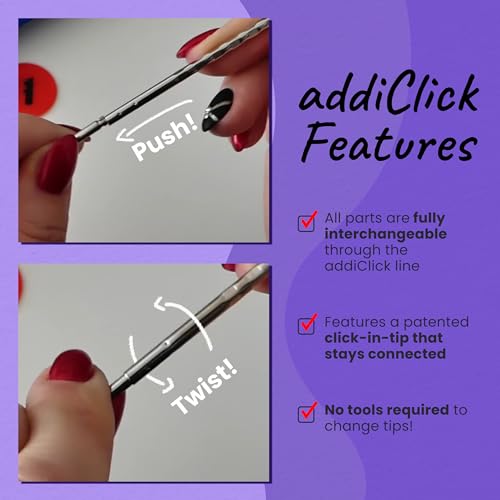 Image of skacel by addi addiClick Interchangeable Knitting Needles Set, Circular Needle Kit with Short Rocket Plated Brass Tips and Nylon Cords