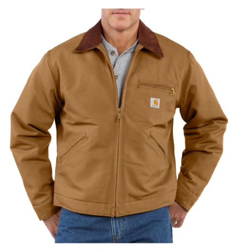 Image of Carhartt Mens Duck Detroit Cotton Insulated Work Jacket, Carhartt Brown, M - Chest 38-40inches (97-102cm)