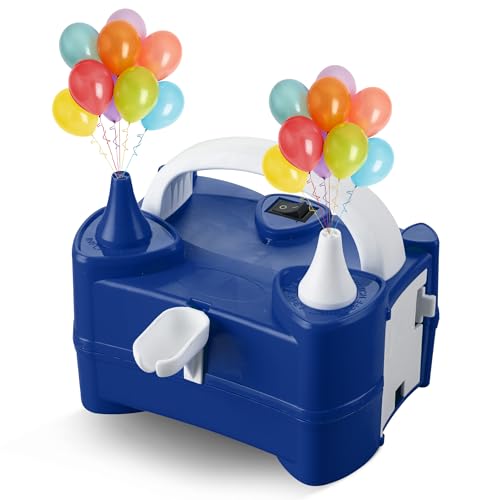 Scott 11 Electric Balloon Pump with Dual Nozzle Portable Balloon Inflator 220v-240v 600w Electric Air Pump for Birthdays Parties Wedding and Event Decorations (BLUE)