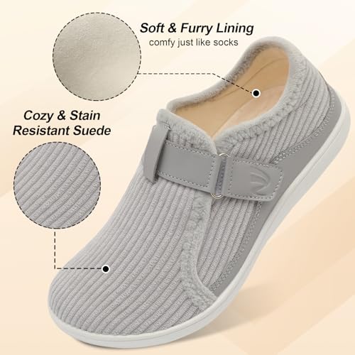 Image of Spesoul Wide Womens Slippers Adjustable House Shoes Indoor Outdoor Barefoot Slippers Cozy Walking Shoe Swollen Edema Diabetic Shoes