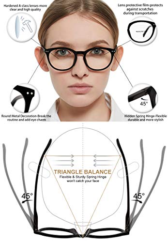 Image of MARE AZZURO Blue Light Blocking Reading Glasses Women Round Computer Readers 0 1.0 1.25 1.5 1.75 2.0 2.25 2.5 2.75 3.0 3.5 4.0 5.0 6.0 (BLack, 175)