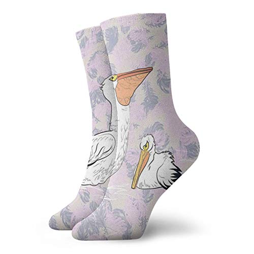 Pelican Fashion Compression Socks,Mother And Baby Water Fowl On Waves With Feathers Backdrop Aquatic Birds,Performance Polyester Cushioned Athletic Crew Socks for Running,Athletic,Multicolor -12 inch