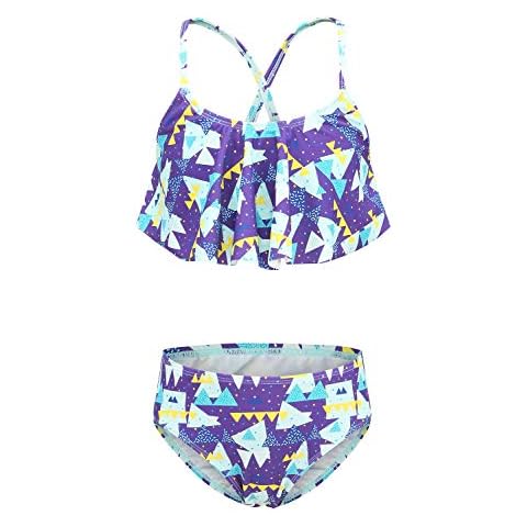 Girls Two Piece Bikini Swimsuits Triangle Ruffle Swimwear Falbala Bathing Suit Set - - 7-8 Years Cover