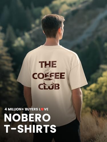 Image of Nobero Men's Oversized Graphic T-Shirt for Men | Soft Cotton | Drop Shoulder Relaxed Fit | Printed Casual Tshirt for Men