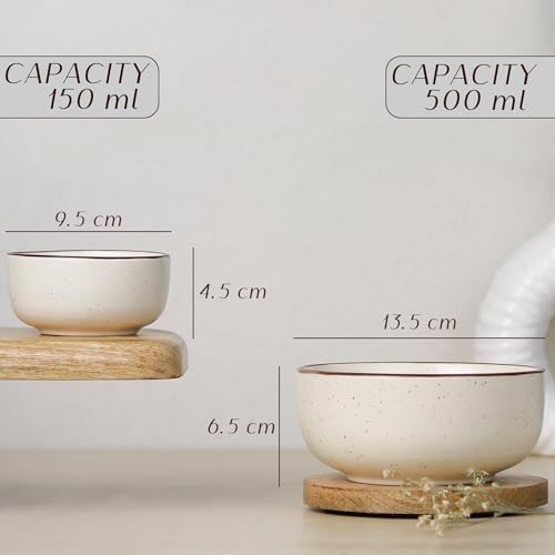 Image of The Earth Store Creme Matte Ceramic Dinner Set of 21 Pieces Serving for 6, Microwave & Dishwasher Safe Plates & Bowls for Dining, Crockery Set for Dining and Gifting