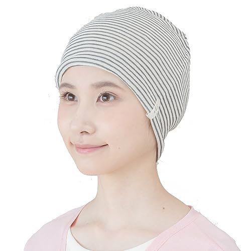医療用帽子 タンドレ 黒 ボーダー オーガニック コットン ニット帽 ten01b