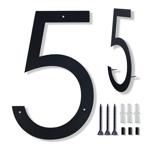 15 Inch Black House Numbers For Outside, Floating Metal Large