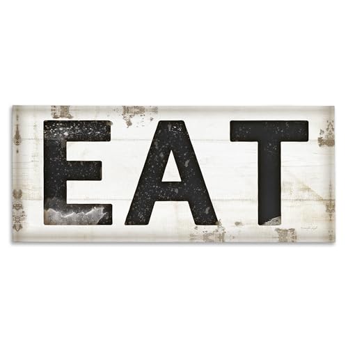 Stupell Industries EAT Typography Vintage Sign Canvas Wall Art, Multi-Color -  kwp-1070_cn_13x30