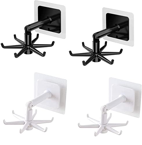 Lot de 4 crochets muraux auto-adhésifs rotatifs à 360 ° pour la cuisine, la cuisine, le salon Cover