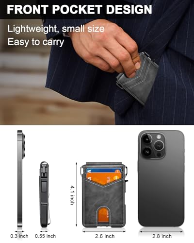 Image of ZALVEX Wallet for Men, Mens Minimalist Wallet 9-13 Cards, Slim Compact Wallet with Money Clip & ID Window, RFID Blocking Smart Pop Up Card Wallet, Metal Aluminum Credit Card Holder Bifold Wallet