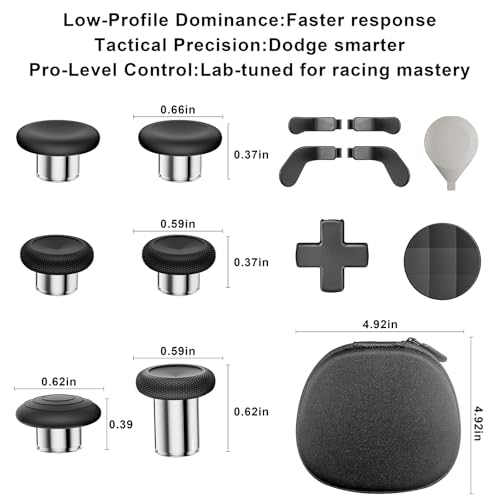 Image of 14-in-1 Controller Accessories Kit Compatible with Xbox Elite Series 2, 6 Premium Metal Thumbsticks, Swap Joysticks, 4 Interchangeable Paddles, 2 D-Pads, 1 Tool & 1 Storage Bag (Matte Black)