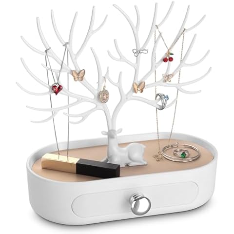 penobon Antlers Jewelry Towers Organizer Necklace Tree, Earring Tree, Ring Tree, Rack Hanging Organizer for Ring Earrings Necklace Bracelet （White） Cover