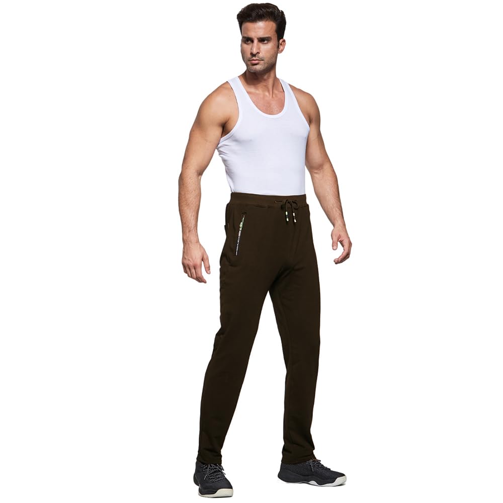 ZOXOZ Pantaloni Sportivi Uomo Cotone con Tasche Zip Elastico in Vita con Coulisse