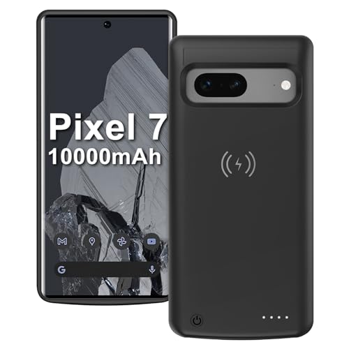 Wireless Charging Battery Case for Google Pixel 7 6.3', 10000mAh Powerful Rechargeable Charging Cover, Extended Backup Charger Case for Google Pixel 7 5G (NOT for Pixel 7 Pro) Black