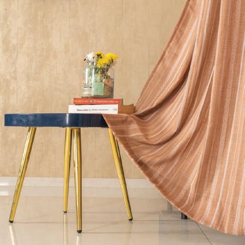 Image of Urban Space Aari Collection Weaved Sheer Curtains for Door 7 Feet Long, 40-50% Light Filtering Textured Curtains with Eyelets and Tieback, Set of 2 Decorative Curtains (Vertical Muddy Pink, 8 Feet)