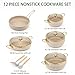 Fully Clad 5-Ply Stainless Steel Cookware Set, 12Pcs Nonstick Pots and Pans Set with Stay-Cool Handles, Induction Compatible, Stackble Design, Includes with Frying Pan, Saucepans and Saute Pan (Beige)