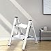 2-stopniowa drabina antypoślizgowy składany srebrny aluminiowy lekki i szeroki pedał do domu i kuchni, oszczędność miejsca, 150 kg