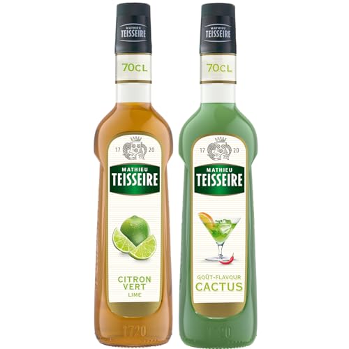 Mathieu Teisseire - Assortiment de sirop de Cactus, sirop de Citron vert pour boissons rafraichissantes, 2x70cl