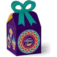 Big Dot of Happiness Happy Diwali - Square Favor Gift Boxes - Festival of Lights Party Bow Boxes - Set of 12