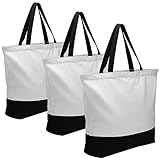 Canvas Bags, 3 Pieces Multipurpose Cotton Canvas Tote Bags,Washable Canvas Shopping Bags, Reusable...