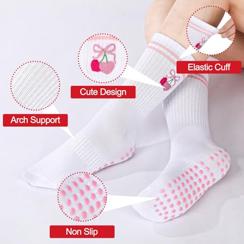 Image of Jspupifip Cute Pilates Socks for Women | Non Slip Yoga Socks with Grips for Barre Workout Athletic Hospital