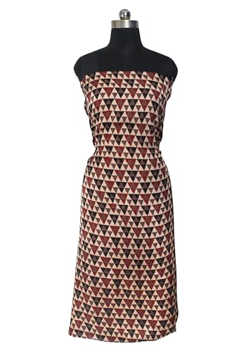 Image of Ethnics of Kutch Womens's Ajrakh Modal Silk Natural Dye Hand Block Print Unstitched Kurta Fabric