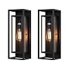 mirrea 18″ Modern Outdoor Porch Wall Light, Matte Black, 2 Pack