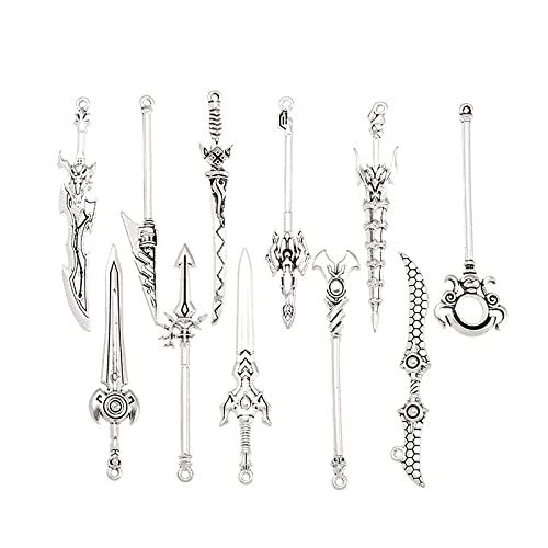 40 Pieces Antique Long Swords Knife Bookmark Charms Swords Knife Charms Pendants for Bookmarks DIY Necklace Bracelace Jewelry Making (Bronze, Sliver, Gold) - Thumbnail 2