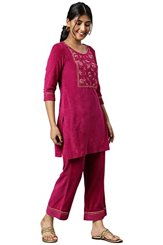 Image of Aurelia Women Cotton Embroidered Regular Kurta Set