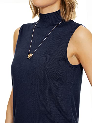 Image of INKOFF Sleeveless Mock Neck Turtleneck Knit Tops Women Dressy Casual Sweater Vest Business Work Tank