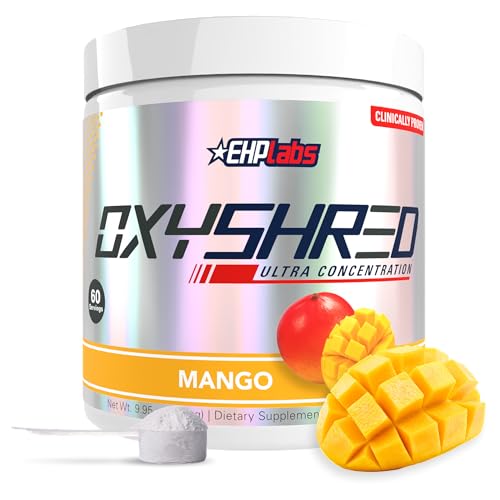 Image of EHP Labs OxyShred Pre Workout Powder - Preworkout Powder with L Glutamine & Acetyl L Carnitine, Energy Boost Drink - Mango, 60 Servings