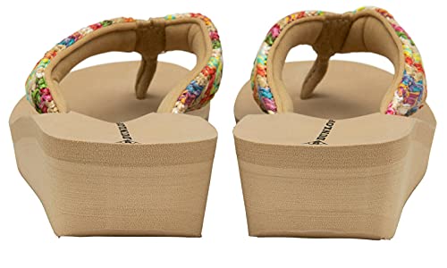 DUNLOP DLP537 Womens Low Wedge Heel Toe Post Flip Flops - Beige Multi - UK 7 - EU 40 - US 10 - Image 2