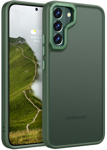 Rayboen for Samsung Galaxy S22 Plus Case, Translucent Frosted Hard Back Silicone Edge Skin Feel Anti-Fingerprint Anti-Scratch Protective Slim Phone Cover for Samsung S22+ Plus 5G, Matte Green