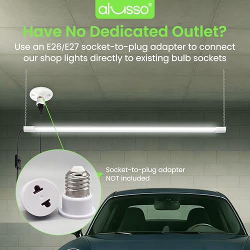 ALUSSO® LED Shop Lights 4FT for Garage, 4800LM Adjustable 20W/30W/40W, 5CCT 2700K 3000K 4000K 5000K 6500K, 120V, Warm to Cool Daylight Linkable Shop Lights for Workshop, ETL, 2 Pack by ALUSSO - Used condition - Image 7