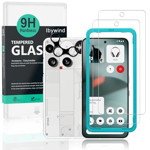 Image of Ibywind for Nothing Phone (3) 5G Screen Protector,2-Pack,9H Hardness Tempered Glass with Camera Lens Protector,Easy Installation Tool,Bubble-Free,Fingerprint Unlock,Anti-Shatter,Anti-Scratch