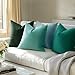 MIULEE Velvet Throw Pillow Covers 18x18 Inch, Pack of 2 -Aqua Green, Soft Solid Decorative Pillow Covers Square Cushion Cases Farmhouse Modern Home Decor for Spring Couch Sofa Bedroom Living Room
