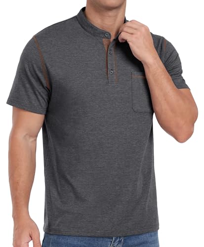 Image of Sailwind Mens Henley Shirts Short Sleeve Summer Casual Classic Cotton T Shirts Pocket Button Shirt
