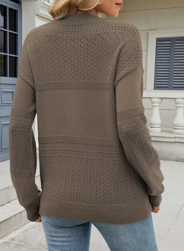 Image of JOCAFIYE Womens Sweaters Casual Long Sleeve V Neck Lightweight Hollow Out Pullover Sweater Tops