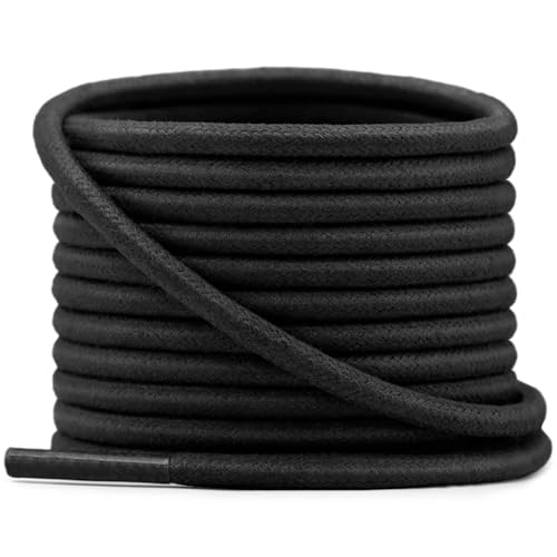 Image of YFINE Waxed Round Shoe Laces: 2 Pairs Oxford Shoelaces for Dress Shoes Boot | 4mm Thick, 20 Colors, 24 inch-71 inch, for Business Footwear, Chukka Boots, Men & Women