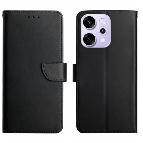 Coque Oppo Reno14 en cuir véritable premium étui noir SHIEID Luxe