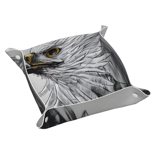 Llkgot Sketching an Eagle - Bandeja de almacenamiento de cuero de doble cara de PVC de calidad media para un almacenamiento y organización cómodos