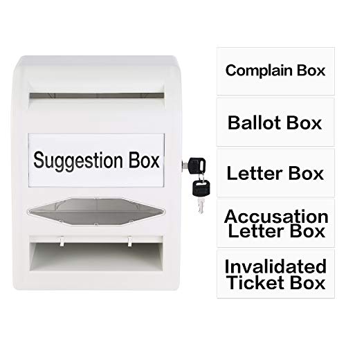 Urna de votación resistente con llave Amazon Basics, plástico ABS blanco no transparente, 2 uds 4