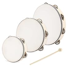 【PERFECT IN WORKMANSHIP】Made of high-quality wood, the surface is polished and smooth, and the touch is comfortable. handheld tambourine is reinforced by woven polyester edges, which can avoid friction or falling off. It has fine workmanship and is v...