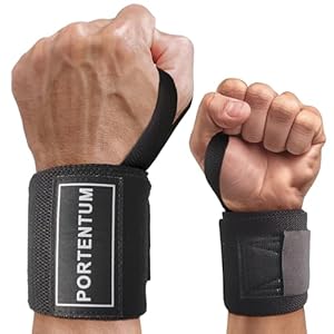 PORTENTUM Wrist Wraps Bande Poignet Musculation Unisex-Adult, Noir, Une Taille Unique Convient à Tous