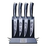 Dalstrong 4 Piece Steak Knife Set - 4.5' - KISS™ Edition Official License - Magnetic Wood & Metal Block Display - Serrated Knives - Meat, Dinner Set - German X50CRMOV15 Stainless Steel - Collector Pin